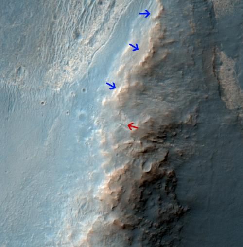 Орбитальный зонд MRO: вид сверху на марсоход Opportunity 