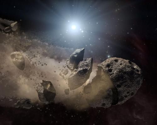 Астероиды бомбят крохотную звезду
