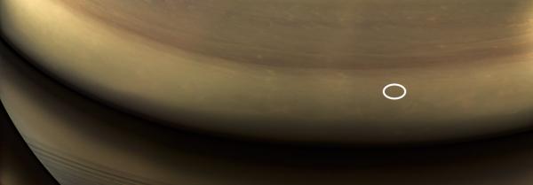 NASA показало точное место гибели Cassini в атмосфере Сатурна