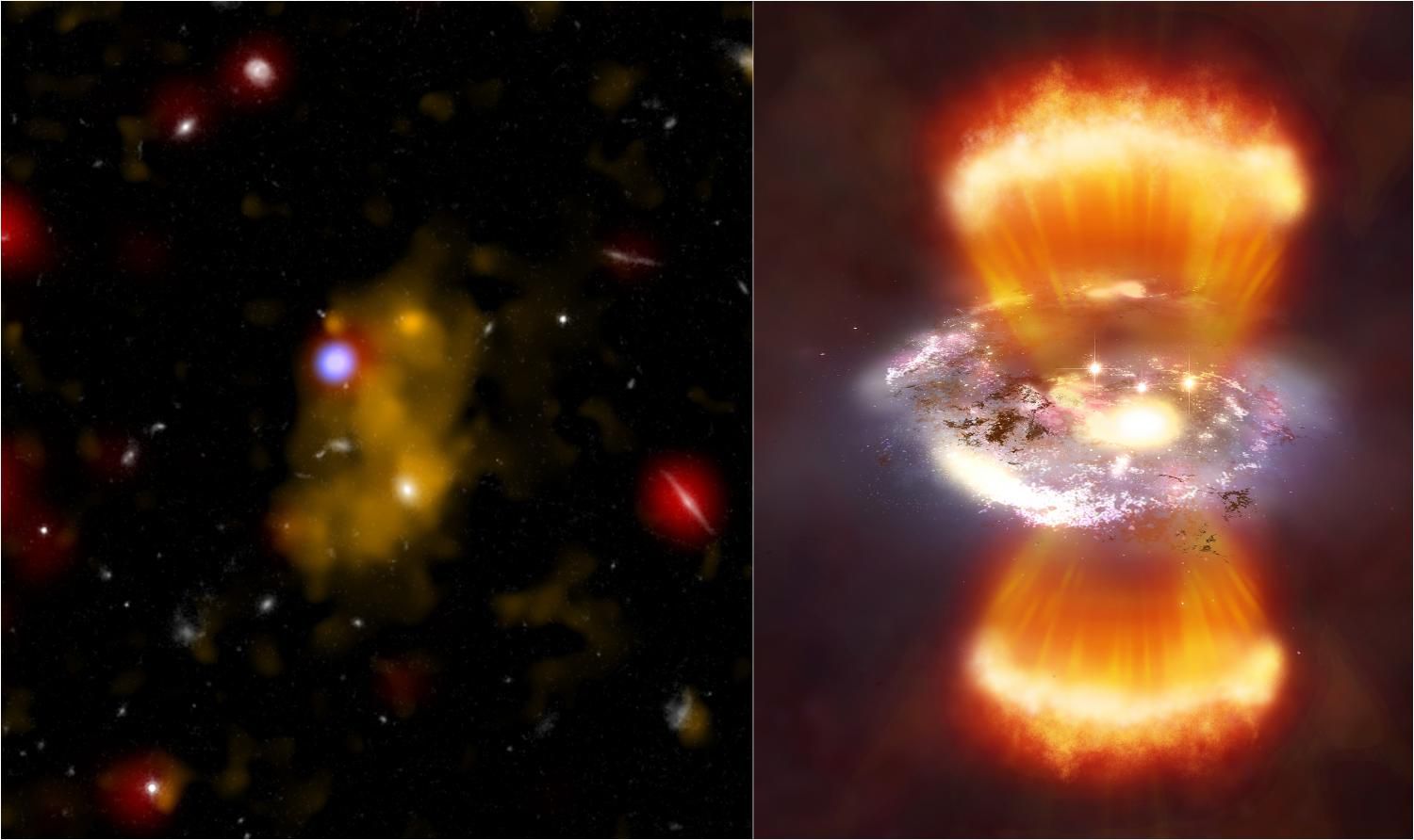 Расширяющиеся «пузыри» из газа обнаружены вокруг черных дыр далеких галактик