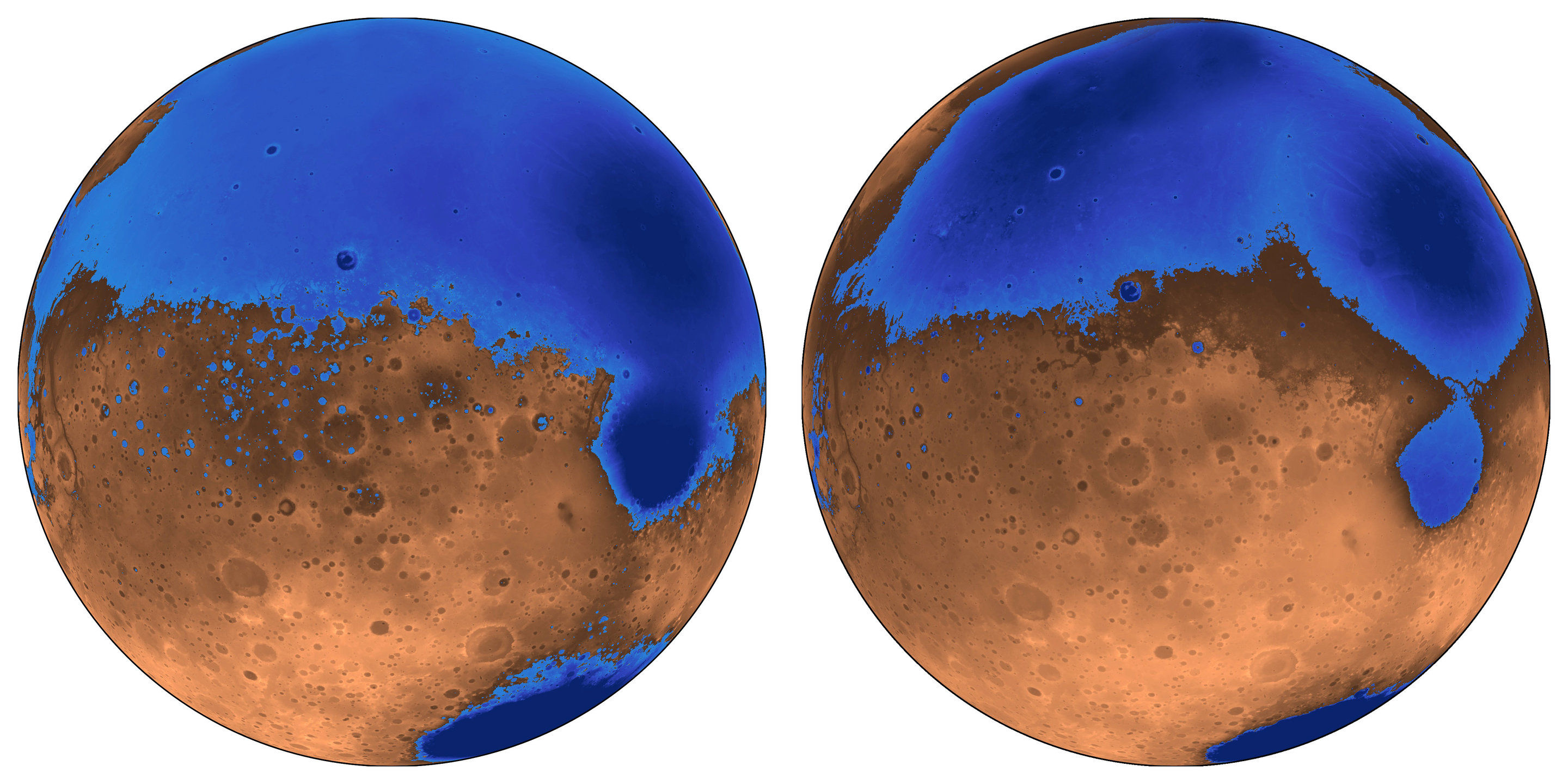 Океаны Марса формировались рано, возможно, с участием вулканических комплексов
