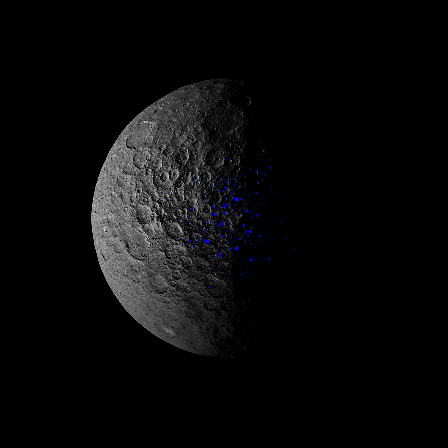 Лед в затененных областях внутри кратеров Цереры связан с наклоном её орбиты