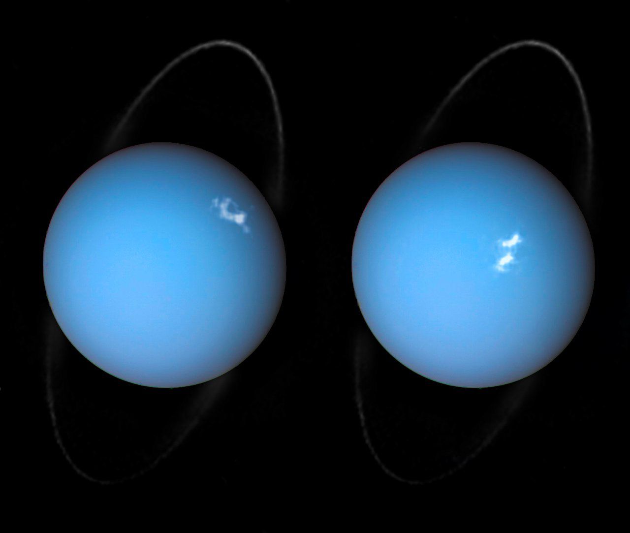 Снимок: «Хаббл» замечает полярные сияния на Уране