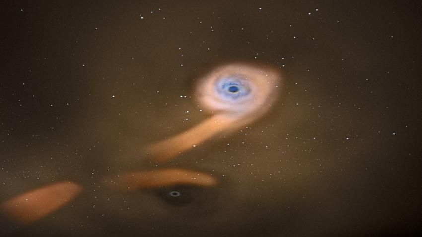 Обнаружена первая двойная система черных дыр в неактивной галактике