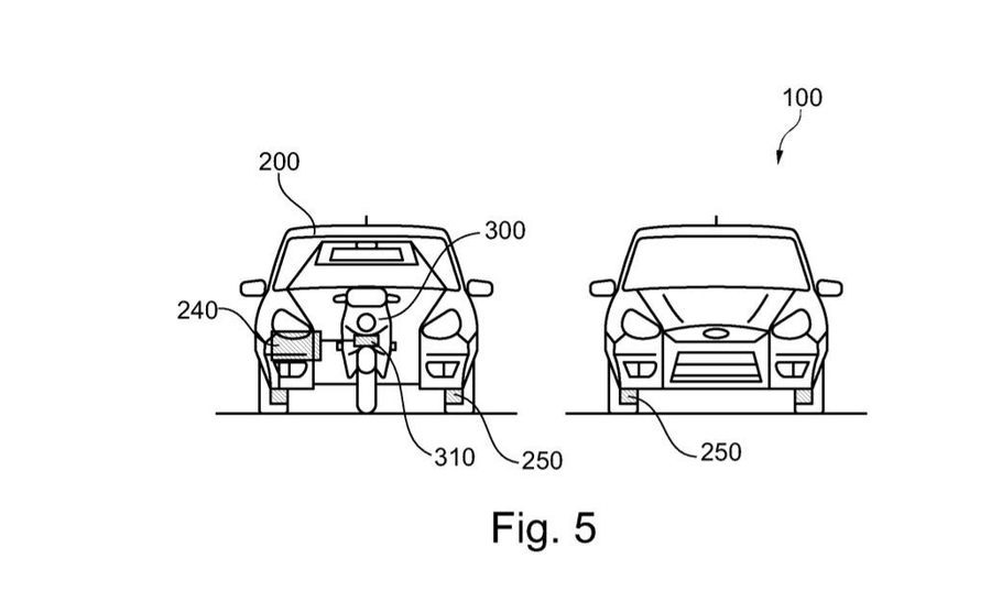 Ford запатентовал автомобиль со встроенным мотоциклом 