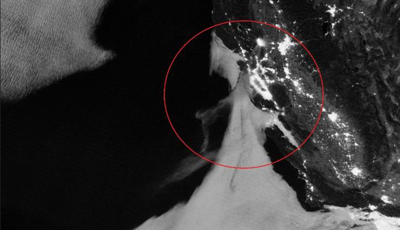NASA запечатлело огромного белого дракона над Северной Калифорнией